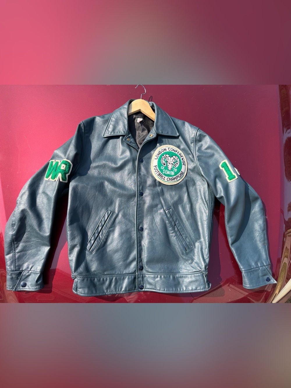 Vtg 1970’s Leather Varsity Jacket Men’s Medium